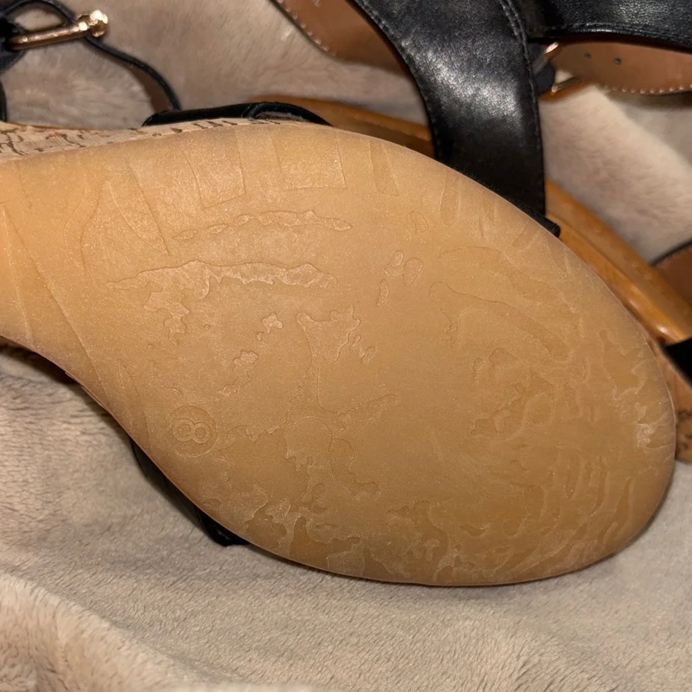 Pesaro Black Cork Wedge Sandals - Picture 3 of 6